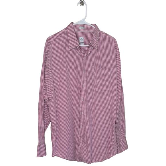 Peter Millar pink white check seaside finish long sleeve button down shirt XLG - Picture 7 of 8